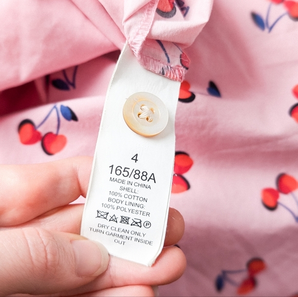 KATE SPADE Cherry Toss Poplin Dress Pink Midi Size 4 - Picture 12 of 12